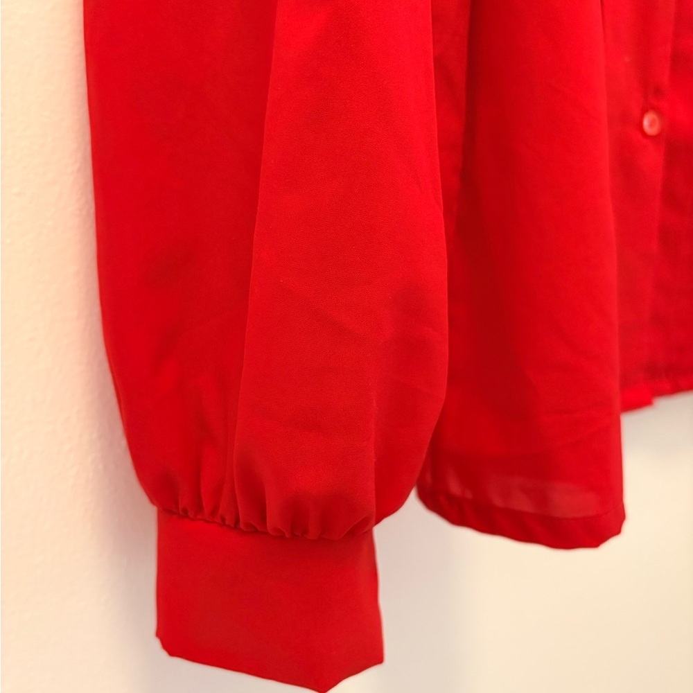 Vintage Judy Bond Red Button-Up Blouse Style 17820 Size 16 - Picture 4 of 11